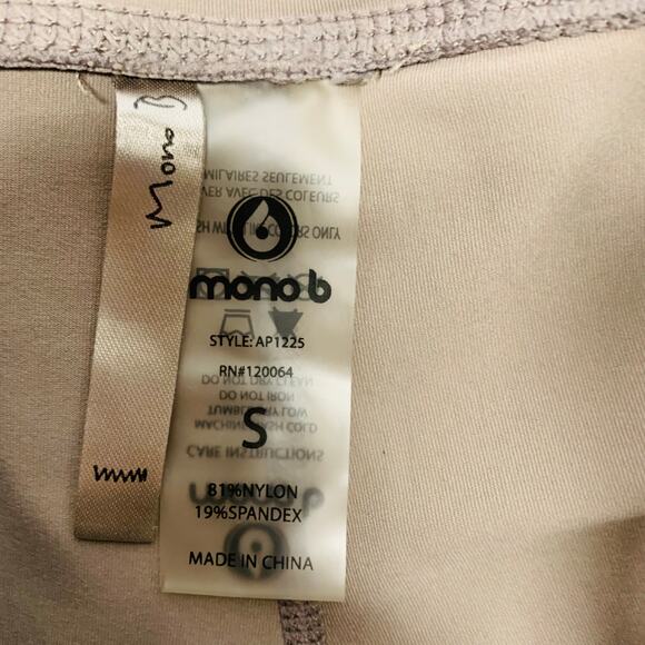 mono b Taupe Tan Leggings Mesh Inset Sz Small - Picture 4 of 6